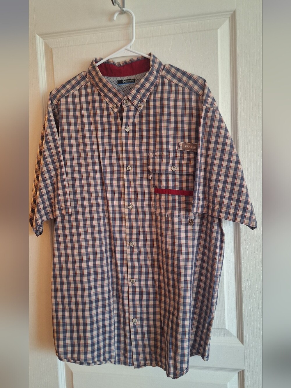Columbia Men's Short-Sleeve Plaid Button-Up Shirt - Blue/Red